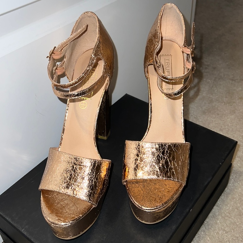 Rose Gold High Platform Sandal.